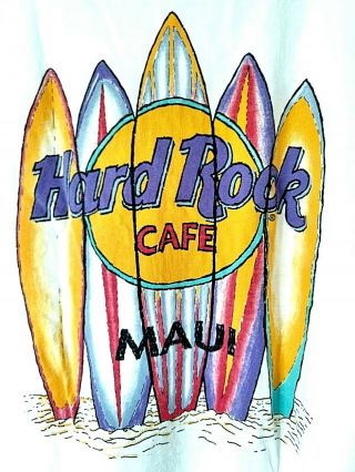 Hard Rock Cafe Maui White T - Shirt Vintage Single Stitch Made In Usa Unisex Large