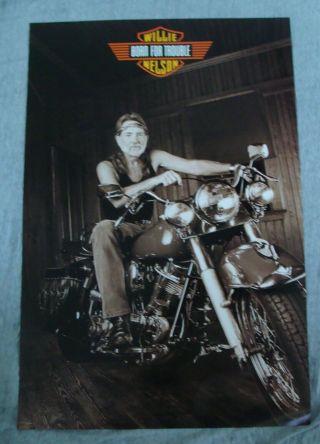 Willie Nelson Album Poster Born For Trouble Harley Davidson Store Promo