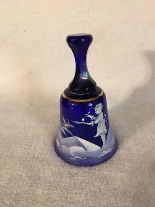 Vintage Fenton Bell Cobalt Blue Mary Gregory Hand Decorated