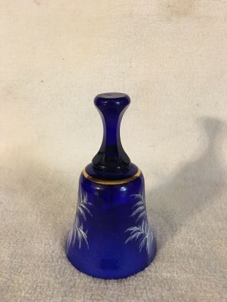Vintage Fenton Bell Cobalt Blue Mary Gregory Hand Decorated 3