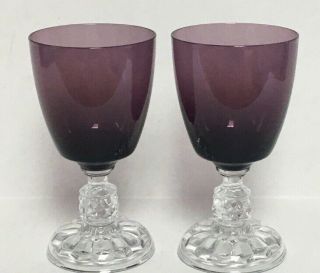 Two Fostoria American Lady Amethyst Water Goblets