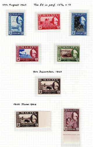 Malaya Straits Settlements 1963 - 1964 Tregganu Selection Of Mnh Stamps Un/mm