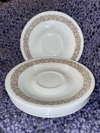 Vintage Woodland Brown (corelle) By Corning Brown Floral Saucers Set Of 8 Euc