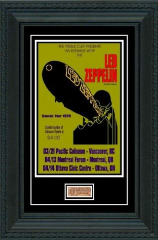 Led Zeppelin 1970 Concert Poster & Ticket Set Canada Tour Ready To Frame Bonham