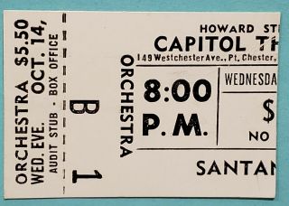 Santana Elvin Bishop Group 1970 Ticket Stub Capitol Theater Port Chester Ny