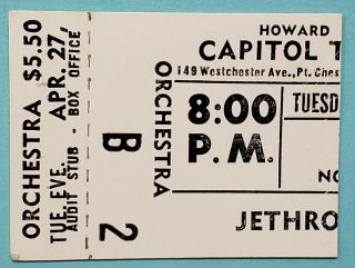 Jethro Tull Curved Air 1971 Ticket Stub Capitol Theater Port Chester Ny