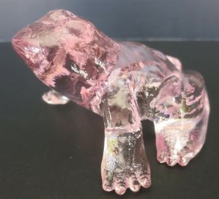 Vintage Mosser Pink Rose 4 " Glass Frog Figurine / Paperweight