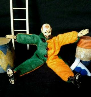 Great Antique Saba Bucherer Doll,  Clown,  Metal Articulated Ball Jointed Body