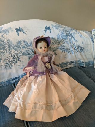 Vintage Madame Alexander CISSY Doll,  Pink Gown,  Purple Coat,  Purple Hat 3