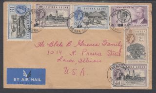 Sierra Leone Sc 195/214 On 1962 Air Mail Cover,  Freetown To Lacon,  Illinois