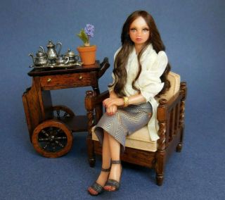 Ooak Dollhouse Miniature 1:12 Girl Hand Sculpted Art Doll Hand Made By Lisa