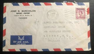 1955 Tangier Morocco British Po Airmail Commercial Cover To London England