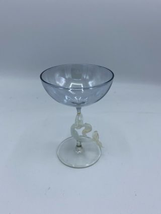 Champagne/tall Sherbet Mermaid Vintage Hand Blown Clear Glass Miniture 3 1/2 "