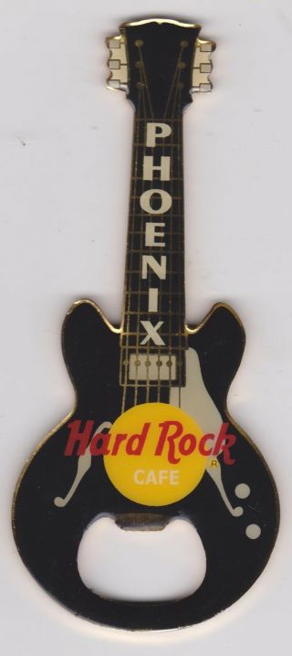 Rare Hard Rock Cafe Phoenix Black Gretsch Guitar Bottle Opener Magnet Beer Drink