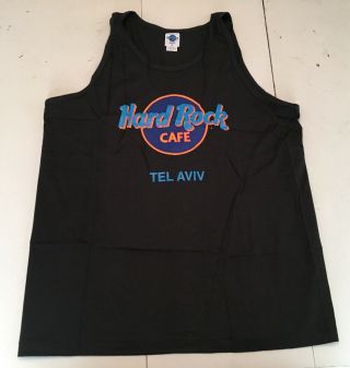 Vintage 90s Hard Rock Cafe Tel Aviv Tank Top Mens Xl Made In Usa Black Nwot