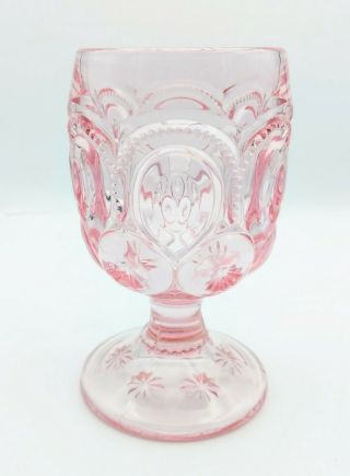 Lg Wright Or Le Smith Pale Pink Moon And Stars Glass Goblet Cup Pressed Glass