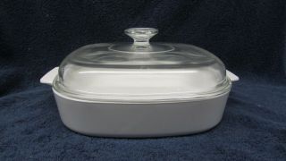 Vintage Corning Ware A - 22 - B Solid White Casserole Dish With Lid 10 " X 10 "