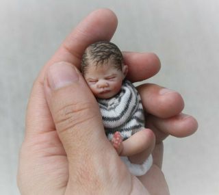 Ooak Polymer Clay Baby Boy Realistic Newborn Miniature Art Doll By Yivartdolls