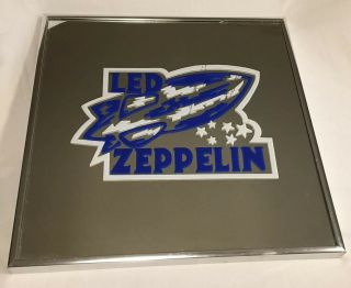 Led Zeppelin Sign Mirror ‐ 12.  75 X 12.  75 Vintage Rock & Roll Memorabilia Framed