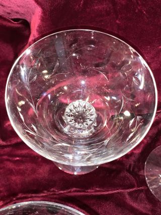 Vtg Set Of 4 Etched Crystal Sherbet/champagne Glasses,  Floral Motif 1950s? Old