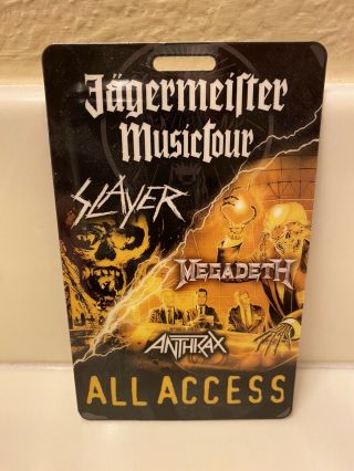 Slayer Megadeth Anthrax Jagermeister Music Tour 2010 All Access Pass