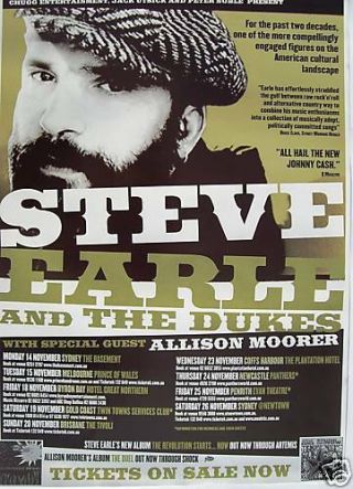 Steve Earle 2005 Australian Concert Tour Poster - Texas / Country Rock Music