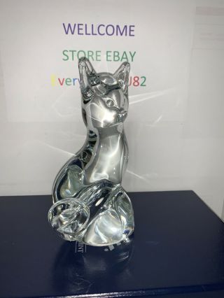 Fm Ronneby Sweden Art Glass Cat Figure Paperweight Signed Figurine