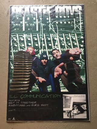 Vtg 1994 Beastie Boys Ill Communication Promo Poster Grand Royal Records 20x30 "