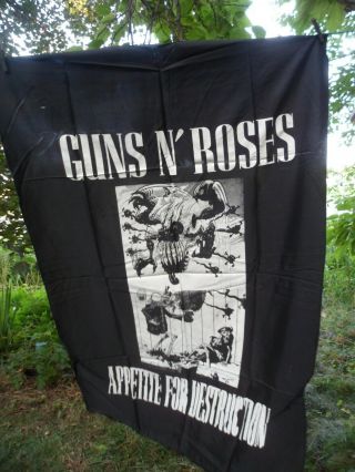 Vintage Guns N Roses Appetite For Destruction Banner Cloth Flag Black 35 " X 55 "