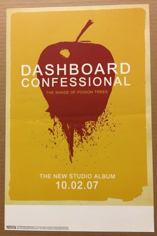 Dashboard Confessional Rare 2007 Promo Poster Of Shade Cd Usa Never Displayed