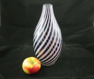 Large Art Glass Vase - Purple And White Stripes Hand Blown