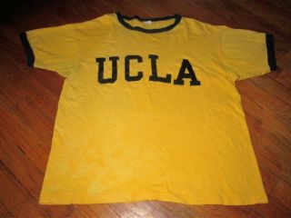 Ucla Vintage Late 60s Gold Ringer Tee Shirt Killer Rare Large College Tee
