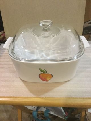 Vintage Corning Ware - A - 5 - B.  White W/ Peach Fruit - Rare