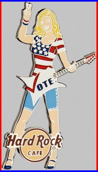 Hard Rock Cafe Online 2012 Voting Rocks Pin Sexy Girl W/guitar Le 50 Obama Wins