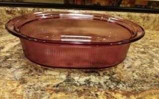 Vision Corning Ware Cookware Cranberry 4 Qt Liter Oval Roaster V - 34 B Usa Crate