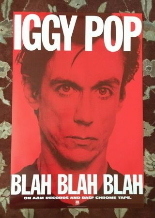 Iggy Pop Blah Blah Blah Rare Promotional Poster The Stooges