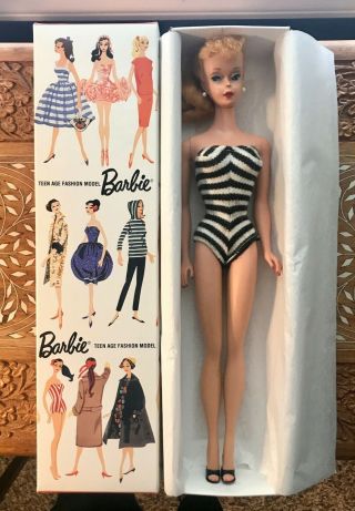 Early 4 Blonde Vintage Ponytail Barbie Doll (tm) Solid Body,  Hair