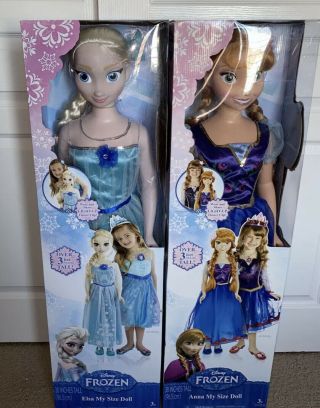 Disney Frozen Anna & Elsa Dolls Life Size Large 38” Jakks Ships