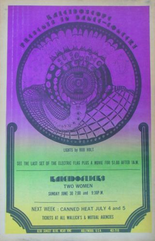 CONCERT POSTER - KALEIDOSCOPE/ELECTRIC FLAG - SMOKESTACK LIGHTNIG/6 - 30 - 1968 2