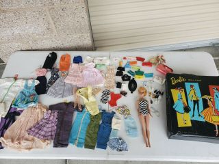 Vintage Barbie Ponytail With Case Clothes And Accessories