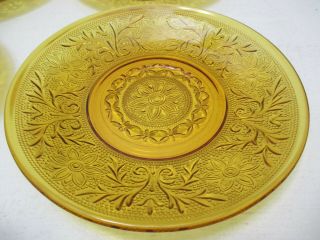 Vintage Tiara by Indiana Glass Set of 4 Saucer Plates Sandwich Amber 5 3/4 