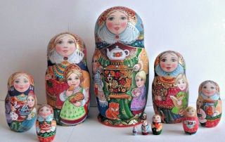 Russian Matryoshka Doll Nesting Babushka Beauty Samovar Handmade Exclusive