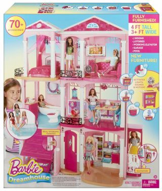 Mattel Barbie 3 Story Pink Furnished Doll Town house Dreamhouse Townhouse 2