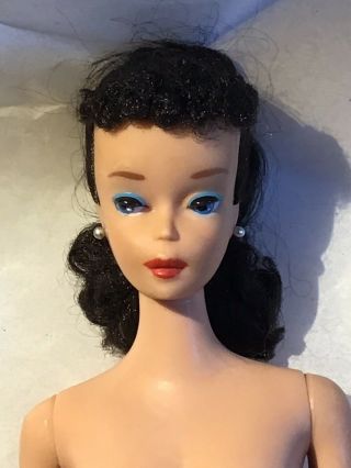 Vintage 3 Or 4 Brunette Ponytail Barbie Doll - Mattel.