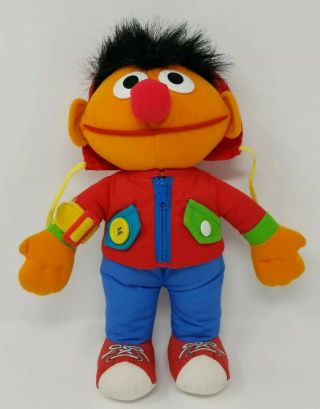 Vtg 1990 Dress Me Up Ernie Learn To Dress Plush Doll Sesame Street Playskool 13 "