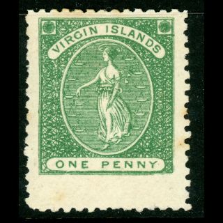 British Virgin Islands 1866 1d Green.  Perf 12 White Paper.  Sg 1.  (ar786)