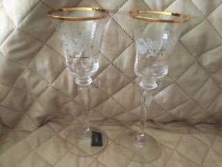 Mikasa Crystal Pair Antique Lace Wine Glasses 8 - 3/4 "