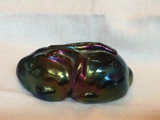 Robert Held Art Glass Of Canada Purple Iridescent Rabbit Paperweight