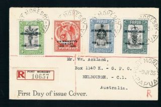 1935 Silver Jubilee Papua Set On A Registered Fdc To Australia