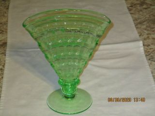 Green Thumbprint Uranium Fan Vase